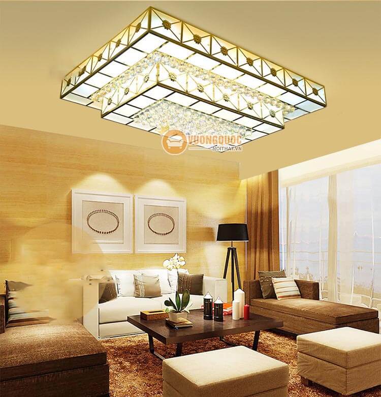 Đèn ốp trần thủy tinh hình chữ nhật cao cấp CM207-1